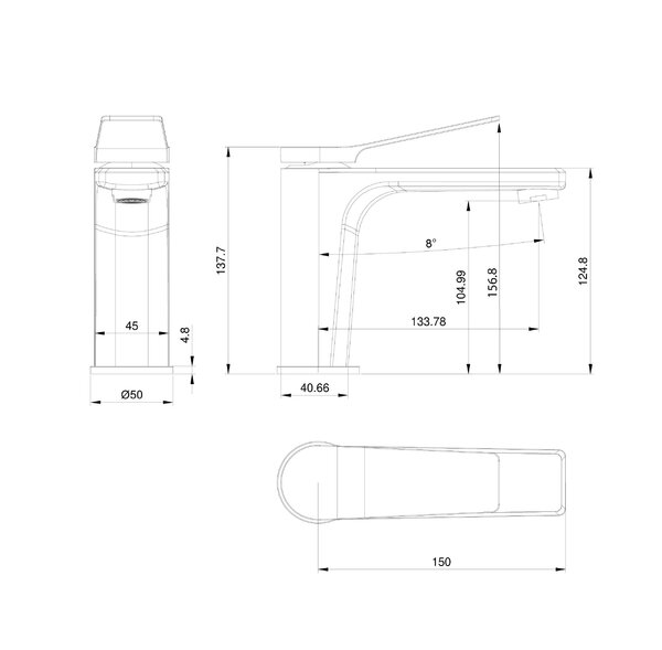 Смеситель для раковины WONZON & WOGHAND, Хром (WW-XH-012-CR)