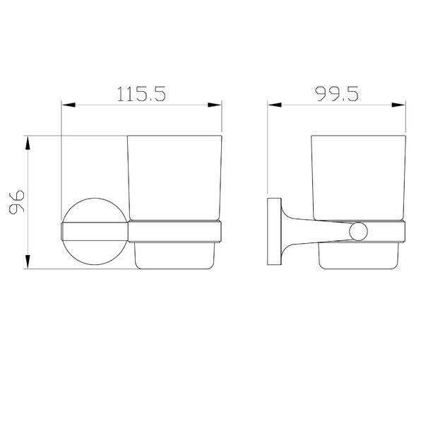 Стакан для зубных щеток с держателем WONZON & WOGHAND SIMPLE, Хром (WW-6521)
