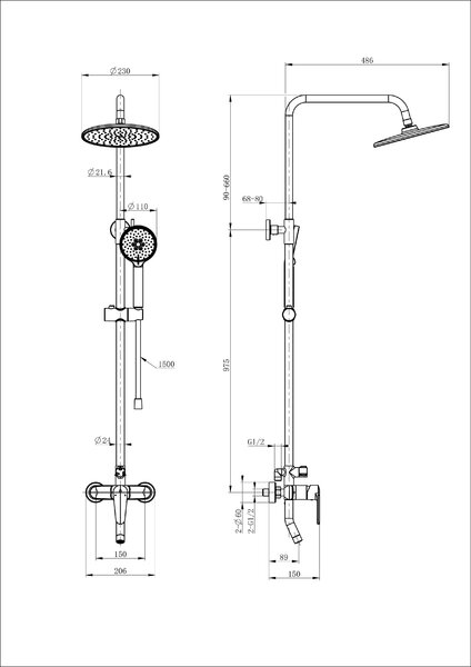 Душевая система WONZON & WOGHAND, Белый матовый (WW-B2168-A-MW)