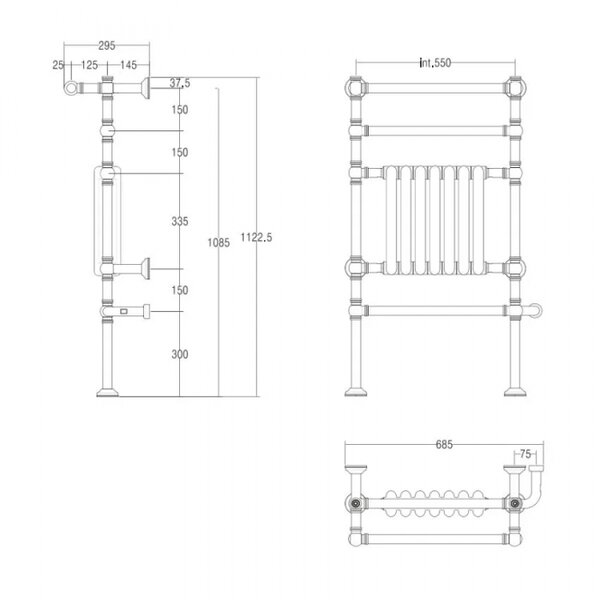 Полотенцесушитель электрический 55х110см Margaroli 9-104 BOX CROME 9104CR хром