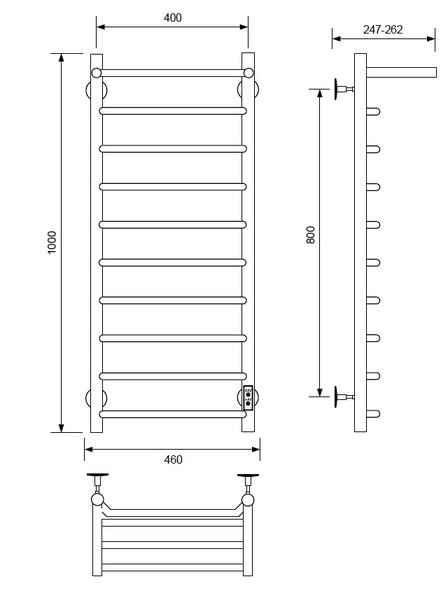 Полотенцесушитель электрический с/т Comfysan Scola EC-10 100/40 с полкой, черный