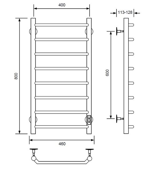 Полотенцесушитель электрический с/т Comfysan Scola EC-8 80/40, черный