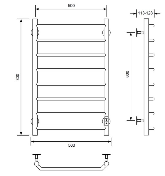 Полотенцесушитель электрический с/т Comfysan Scola EC-8 80/50, белый