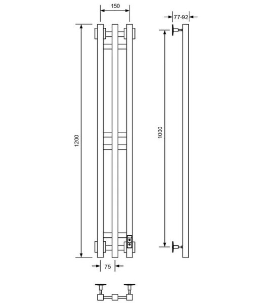 Полотенцесушитель электрический с/т Comfysan Alto-K EC-3 120/15, оружейная сталь НР