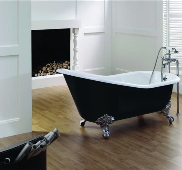 Чугунная ванна на лапах Magliezza Gracia Black 170x76,5 черного цвета ножки хром