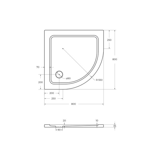 Поддон SMC CEZARES TRAY-M-R-80-550-35-W
