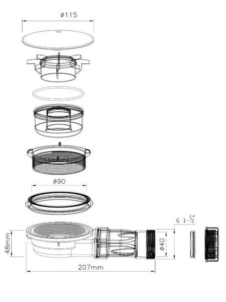 Сифон (суперплоский) для поддона 90 мм ZM-551-VVV