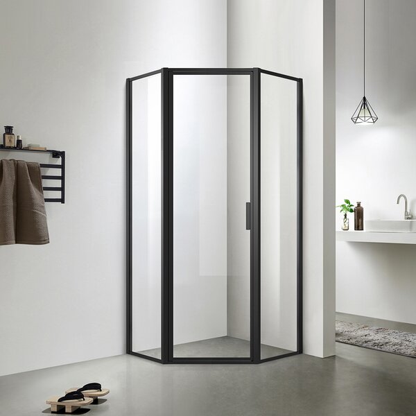 Душевое ограждение Azario RICHMOND (900х900х2000), прозрачное стекло 6 мм, цвет профиля черный матовый (AZ-NAG3231 900 Black)
