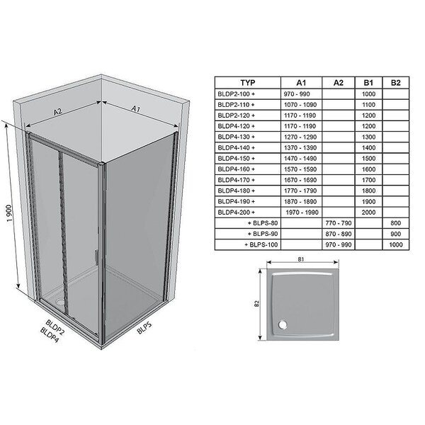 Душевая дверь Ravak Blix BLDP2-110 профиль Хром стекло Grape (0PVD0C00ZG)