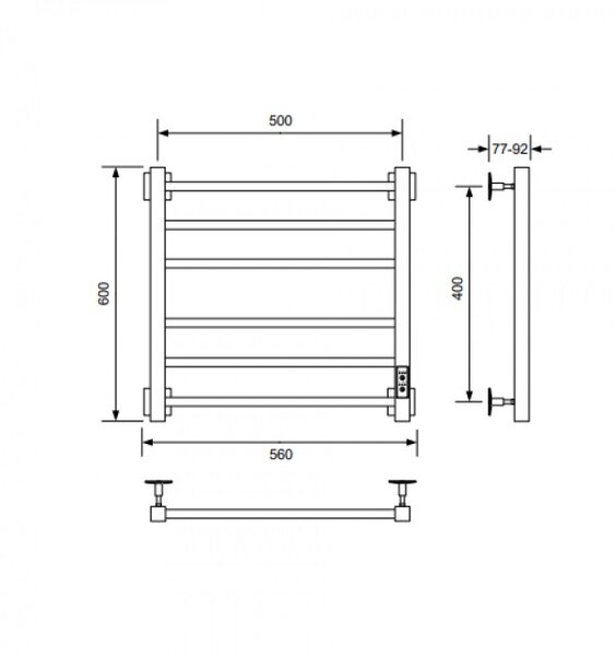Полотенцесушитель электрический с/т Comfysan Unico-K EC-6 60/50, графит RAL