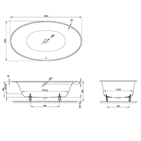 Bette Eve Oval Ванна овальная с шумоизоляцией 180х100х45см, с BetteGlasur ; Plus, цвет: белый