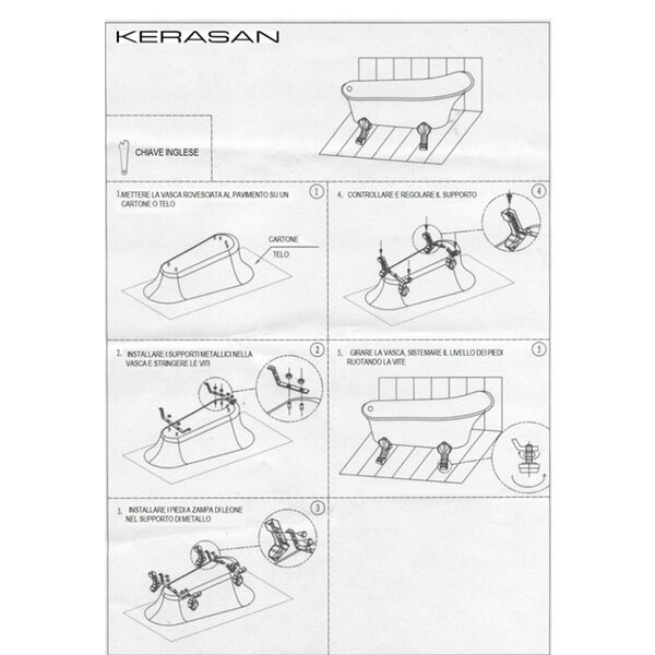 Kerasan Retro Ванна new отдельностоящая, 170х77см, глубина ванны 44,5см, цвет: белый, ножки золото