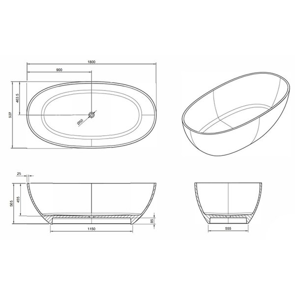 Knief Oval Shape Ванна отдельностоящая 180х93x56см., из полимерного материала, цвет: Citrin  060