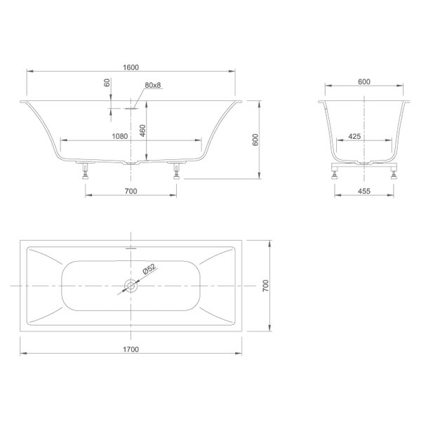 Knief Shape Ванна 170x70x60cм., встраиваемая, click-clack, цвет: белый матовый