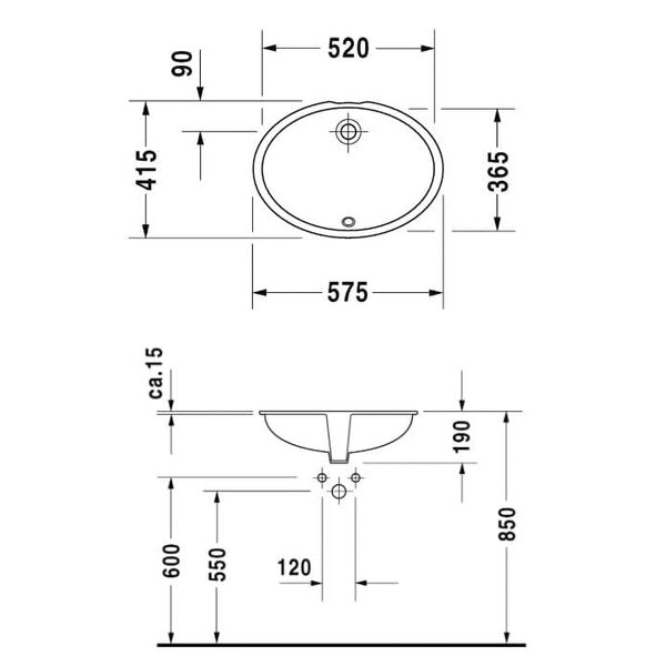 Duravit Bacino 0481570000 Умывальник встраиваемый снизу 52х36,5