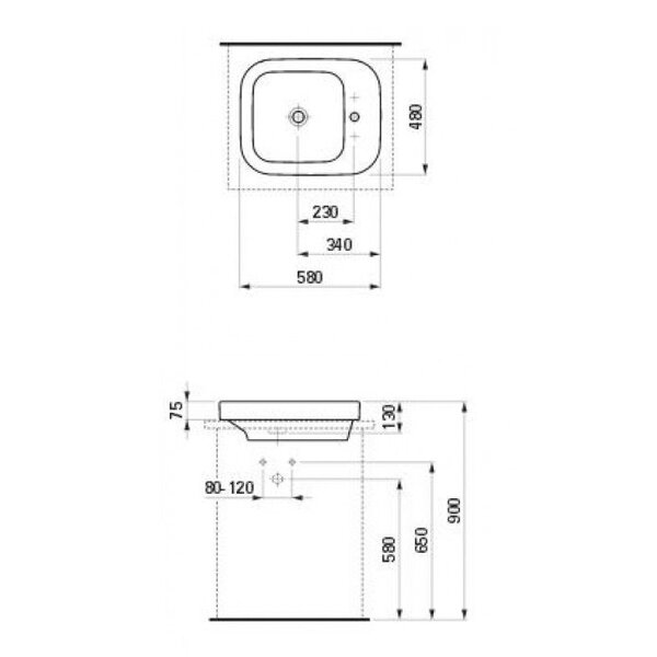 Laufen Palomba раковина 580х480 мм, цвет белый