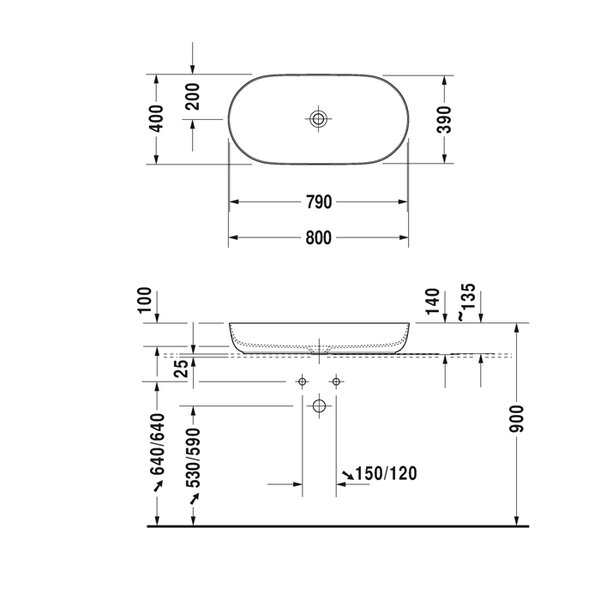 Duravit Luv Раковина на столешницу 800мм Luv, без перелива,  без площадки, цвет белый (СПЕЦЦЕНА)