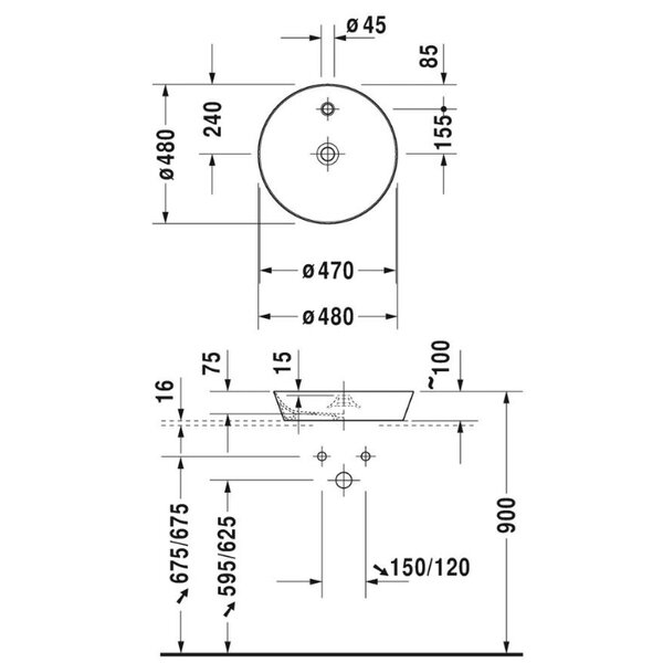 Duravit Cape Cod 2328480000 Раковина накладная 480mm