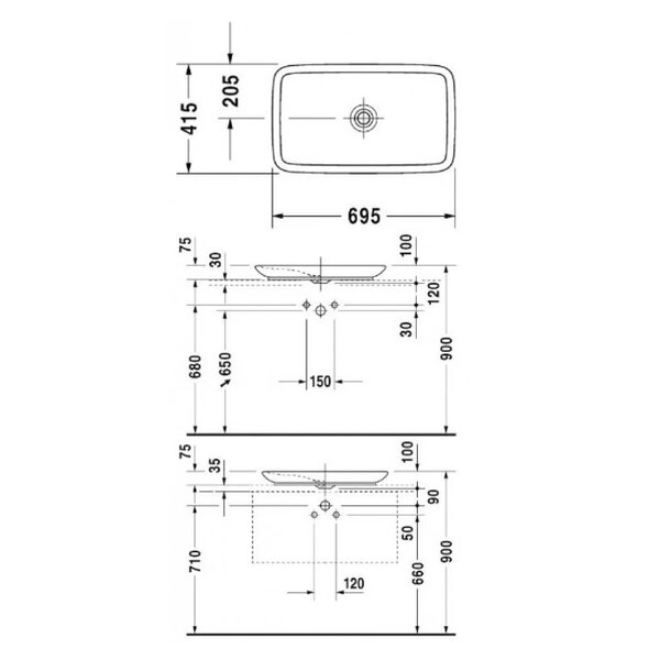 Duravit PuraVida 0370700000 Раковина 70 см (белый)
