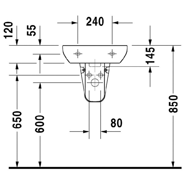 Duravit D-Code Раковина для рук,с перел.,с 1 отв. под смес., 450x340мм, Цвет: Белый (СПЕЦЦЕНА)