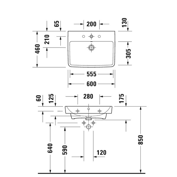 Duravit #1 Раковина для мебели 60*46см,с 1отв для смесителя, цвет белый глянец