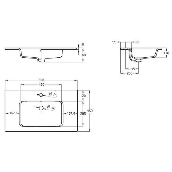 Roca THE GAP UNIK Раковина мебельная 805х460х160 мм, белый (73279A4000)
