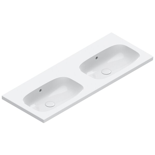 Catalano ALVEA Раковина 120x46 двойная, без отв. под смеситель, покрытие Cataglaze+, цвет белый глянцевый
