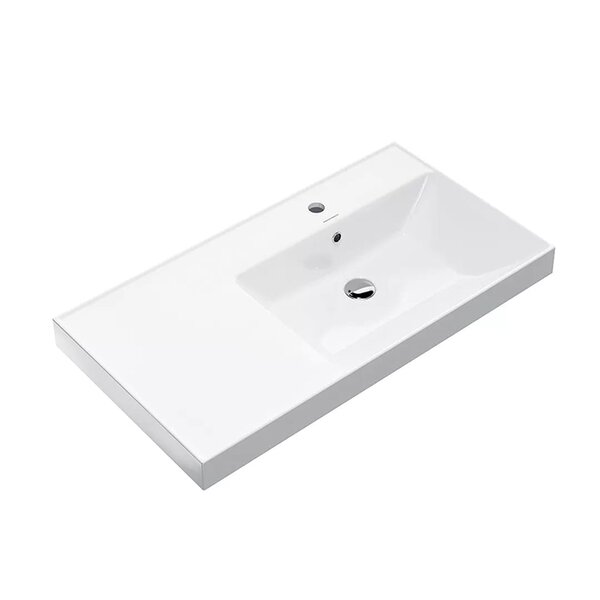 Kerama Marazzi Раковина CUBO правая подвесная\мебельная 90*48,5*18см, с 1 отв. под смеситель, с переливом, цвет белый глянцевый (Цена по Акции)
