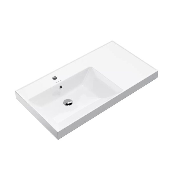 Kerama Marazzi Раковина CUBO левая подвесная\мебельная 90,5*48,5*35см с 1 отв. под смеситель, с переливом, цвет белый глянцевый (Цена по Акции)