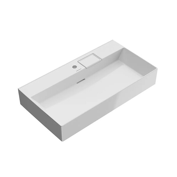 Kerama Marazzi Раковина LOGICA мебельная\подвесная с одним отверстием 90*48,14,5см,  с 1 отв.под смеситель, с переливом, белая глянцевая
