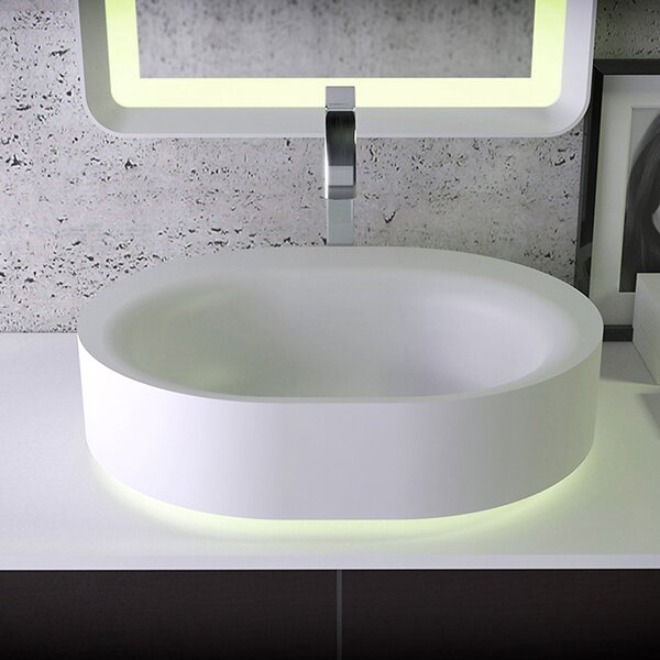 KNIEF Moon раковина накладная  55х45хh16 см, без отв под смеситель,мс LED подсветкой, цвет белый матовый