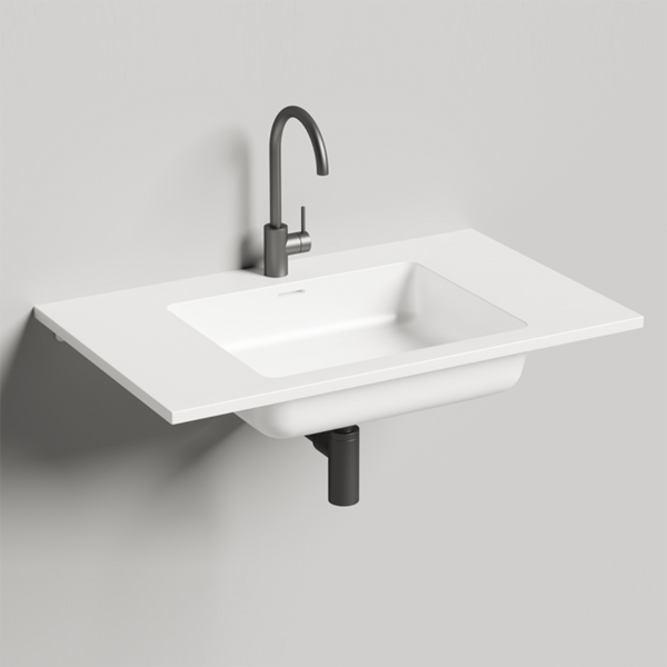 Salini ONDA Раковина 800x500х163мм, с 1 отв. под смес, c  переливом, мат-л: S-Stone, белый матовый