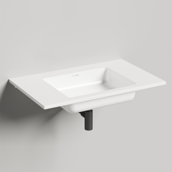 Salini ONDA Раковина 800x500х163мм, без отв. под смес, c  переливом, мат-л: S-Stone, белый матовый