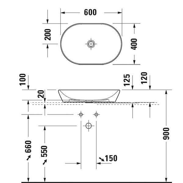 Duravit D-Neo Раковина накладная 600х400  мм, без перелива, без отв под смес, цвет: антрацит  матовый (СПЕЦЦЕНА)