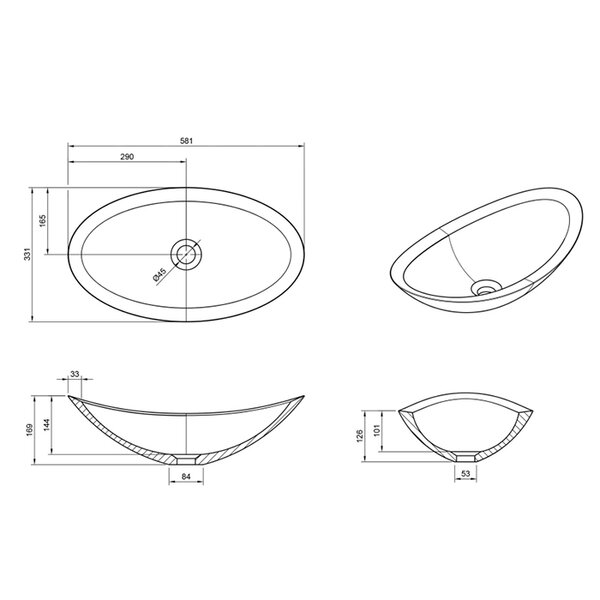 Knief Charm Shape Раковина накладная из полимерного материала 581x331x169 мм, цвет Citrin # 060