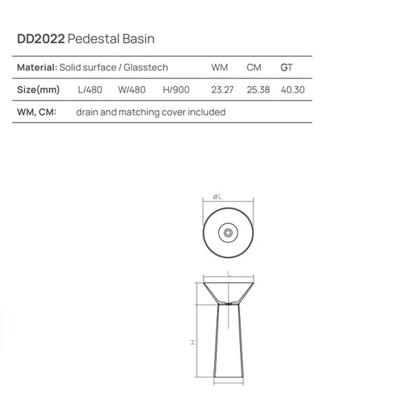 DEA DESIGN Pedestal Basin Раковина напольная d480хh900 мм, цвет brown copper