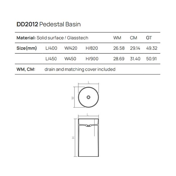 DEA DESIGN Washbasins Раковина напольная 45x45xh90 см, материал: Solid Surface искуственный камень, цвет: Black №16