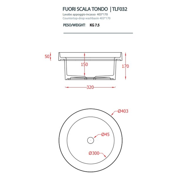 Artceram FUORI SCALA Раковина встраиваемая, d40см, без отв под смеситель, без перелива, цвет: черный матовый