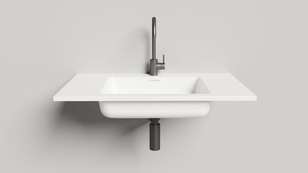 Salini ONDA Раковина 800x500х163мм, с 1 отв. под смес, c  переливом, мат-л: S-Stone, белый матовый