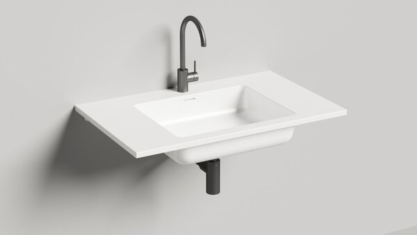Salini ONDA Раковина 800x500х163мм, с 1 отв. под смес, c  переливом, мат-л: S-Stone, белый матовый