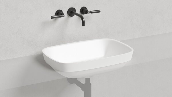 Salini MAREA 02 Раковина накладная 598х398х160мм, без отв. под смес, без перелива, мат-л: S-Stone, матовый, белый.
