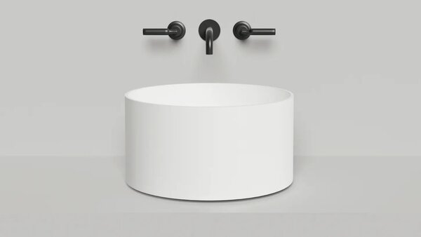 Salini ARMONIA ROUND  02  Раковина накладная  450х450х250мм, без отв. под смес, без донного клапана, мат-л: S-Stone, матовый, белый.