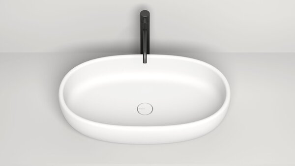 Salini LUCE Раковина накладная 690х395х155мм, без отв. под смес, без перелива, мат-л: S-Stone, матовый, белый.