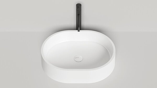 Salini GLORIA 10  Раковина накладная 560х440х125мм, без отв. под смес, без перелива, мат-л: S-Stone, матовый, белый.