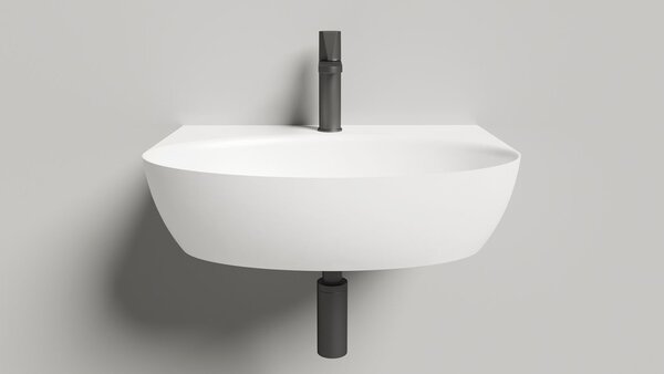 Salini ALDA WALL 02  Раковина 580х450х150 мм, с 1 отв под смеситель, без донного клап, сифон,  слив-пер, мат-л: S-Sense, глянцевый, белый