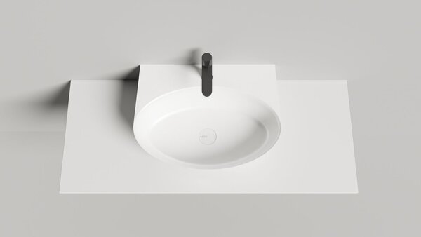 Salini ALDA WALL 02  Раковина 580х450х150 мм, с 1 отв под смеситель, без донного клап, сифон,  слив-пер, мат-л: S-Sense, глянцевый, белый