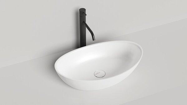Salini NOEMI 1101103G Раковина накладная 560х340х150мм, без отв. под смес, без перелива, мат-л: S-Sense, глянцевый, белый.