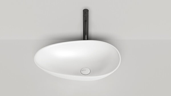 Salini PAOLA 1101101G Раковина накладная 580х345х140мм, без отв. под смес, без перелива, мат-л: S-Sense, глянцевый, белый.