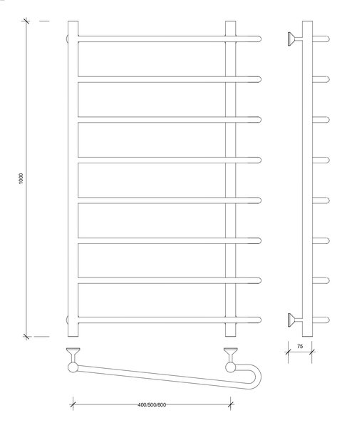 Полотенцесушитель водяной Secado Венеция 2 100x60x70 белый матовый