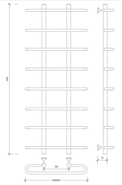Полотенцесушитель водяной Secado Венеция 1 120x20x50 белый матовый